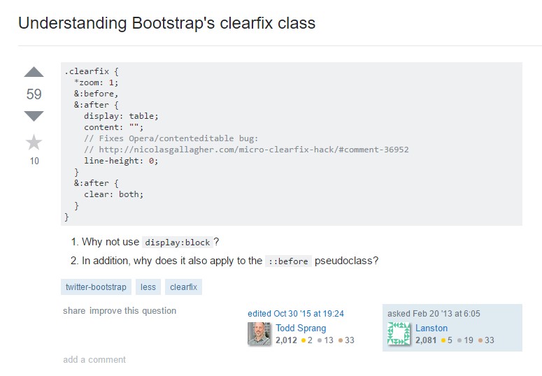 Having knowledge of Bootstrap's clearfix class