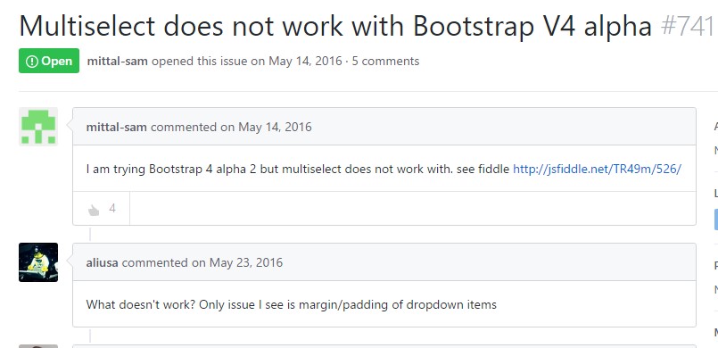 Multiselect does not actually work using Bootstrap V4 alpha